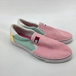Tommy‎ Hilfiger Women's Slip On Sneakers Multicolor Stripe Canvas Size 10M